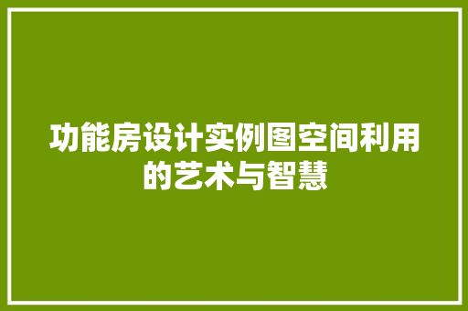 功能房设计实例图空间利用的艺术与智慧