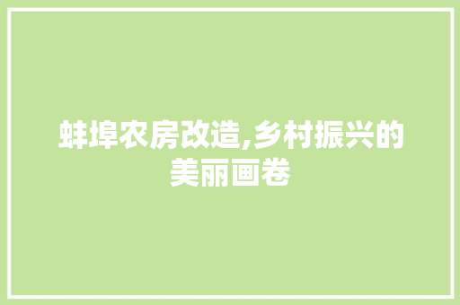 蚌埠农房改造,乡村振兴的美丽画卷