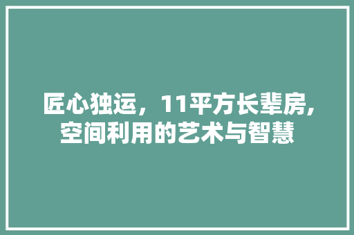 匠心独运，11平方长辈房,空间利用的艺术与智慧