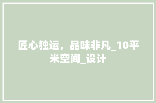 匠心独运，品味非凡_10平米空间_设计