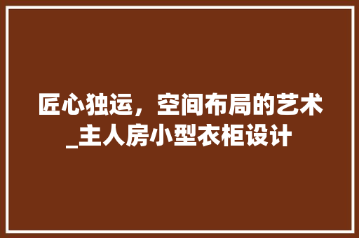 匠心独运，空间布局的艺术_主人房小型衣柜设计