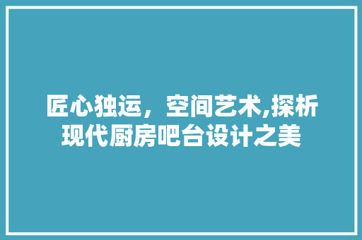 匠心独运，空间艺术,探析现代厨房吧台设计之美