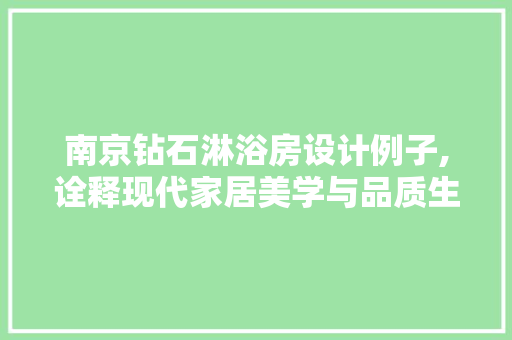 南京钻石淋浴房设计例子,诠释现代家居美学与品质生活