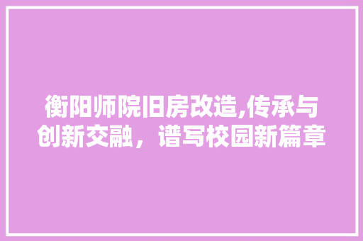 衡阳师院旧房改造,传承与创新交融，谱写校园新篇章