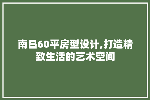 南昌60平房型设计,打造精致生活的艺术空间