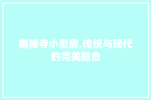 南禅寺小型房,传统与现代的完美融合