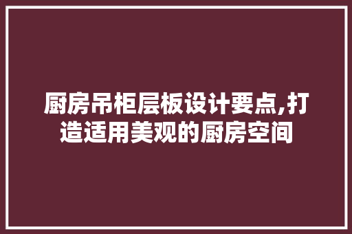 厨房吊柜层板设计要点,打造适用美观的厨房空间