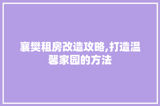 襄樊租房改造攻略,打造温馨家园的方法