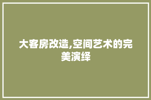 大客房改造,空间艺术的完美演绎