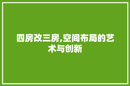 四房改三房,空间布局的艺术与创新