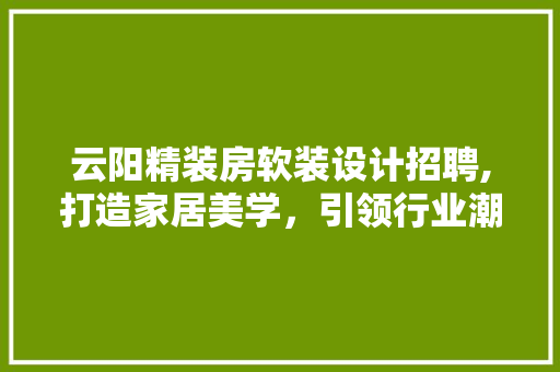 云阳精装房软装设计招聘,打造家居美学，引领行业潮流
