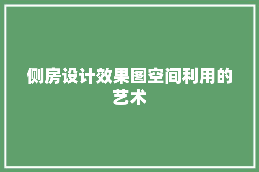 侧房设计效果图空间利用的艺术