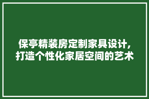 保亭精装房定制家具设计,打造个性化家居空间的艺术之旅