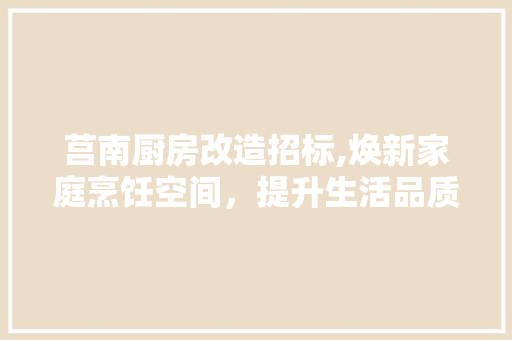莒南厨房改造招标,焕新家庭烹饪空间，提升生活品质