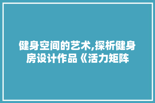 健身空间的艺术,探析健身房设计作品《活力矩阵