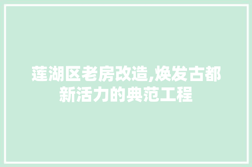 莲湖区老房改造,焕发古都新活力的典范工程