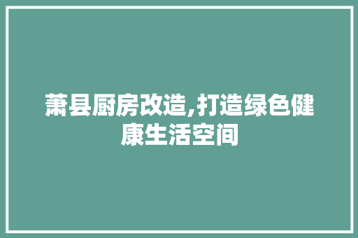 萧县厨房改造,打造绿色健康生活空间