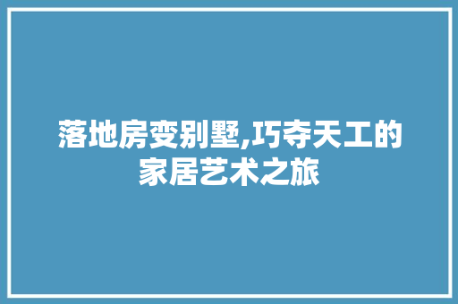 落地房变别墅,巧夺天工的家居艺术之旅