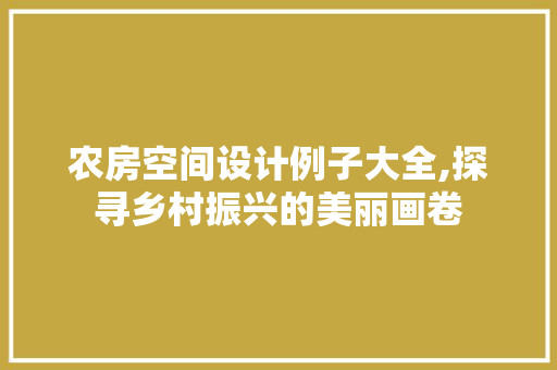 农房空间设计例子大全,探寻乡村振兴的美丽画卷