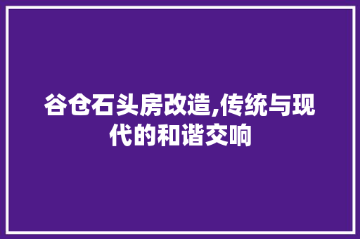 谷仓石头房改造,传统与现代的和谐交响