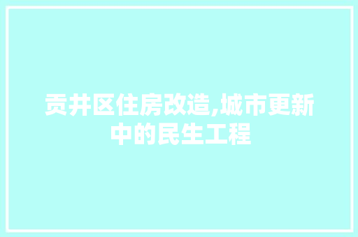 贡井区住房改造,城市更新中的民生工程
