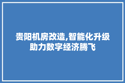 贵阳机房改造,智能化升级助力数字经济腾飞