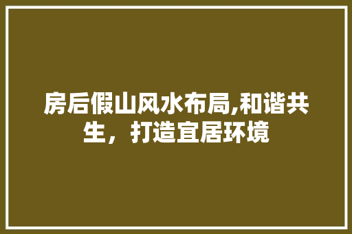 房后假山风水布局,和谐共生，打造宜居环境