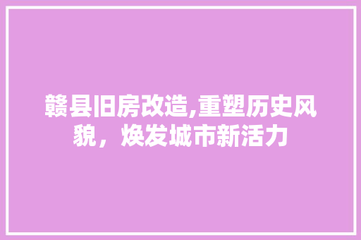 赣县旧房改造,重塑历史风貌，焕发城市新活力