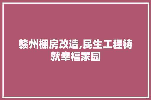 赣州棚房改造,民生工程铸就幸福家园