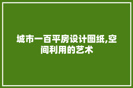 城市一百平房设计图纸,空间利用的艺术