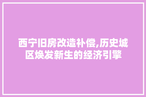 西宁旧房改造补偿,历史城区焕发新生的经济引擎