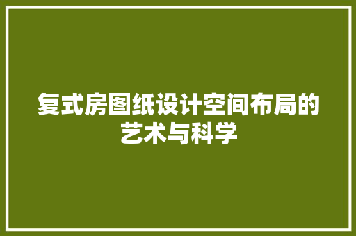 复式房图纸设计空间布局的艺术与科学