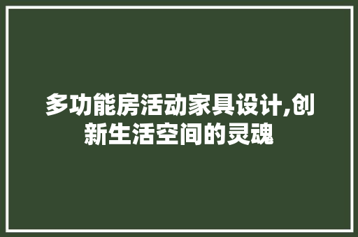 多功能房活动家具设计,创新生活空间的灵魂