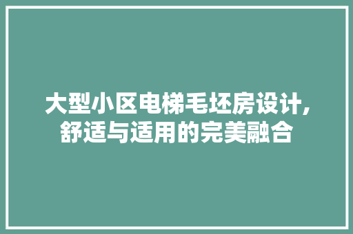 大型小区电梯毛坯房设计,舒适与适用的完美融合