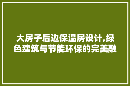 大房子后边保温房设计,绿色建筑与节能环保的完美融合