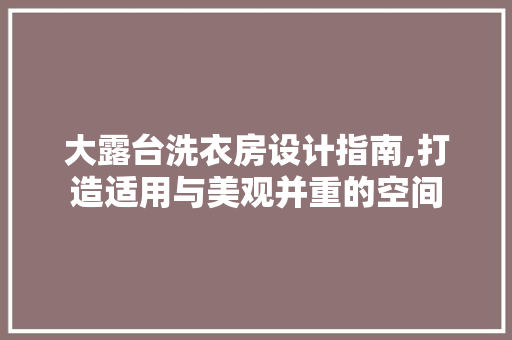 大露台洗衣房设计指南,打造适用与美观并重的空间