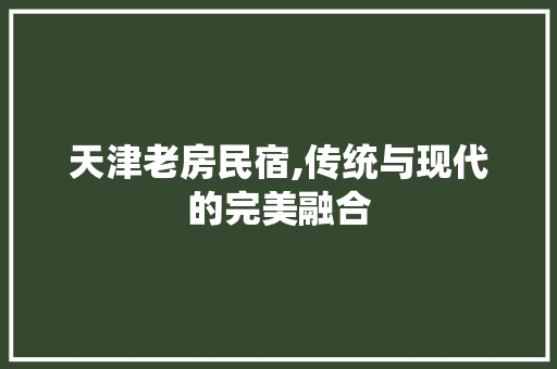 天津老房民宿,传统与现代的完美融合