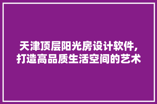 天津顶层阳光房设计软件,打造高品质生活空间的艺术之旅