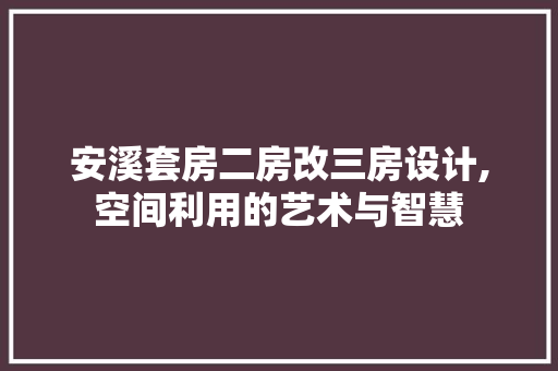 安溪套房二房改三房设计,空间利用的艺术与智慧