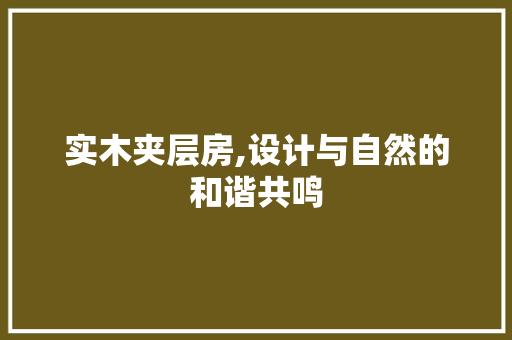 实木夹层房,设计与自然的和谐共鸣