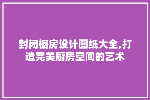 封闭橱房设计图纸大全,打造完美厨房空间的艺术