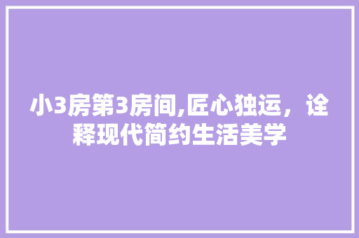 小3房第3房间,匠心独运，诠释现代简约生活美学