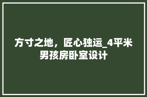 方寸之地，匠心独运_4平米男孩房卧室设计