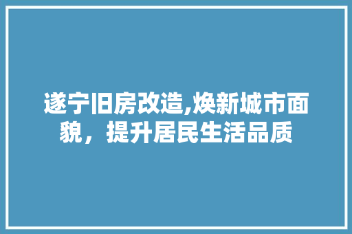 遂宁旧房改造,焕新城市面貌，提升居民生活品质