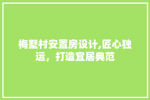 梅墅村安置房设计,匠心独运，打造宜居典范