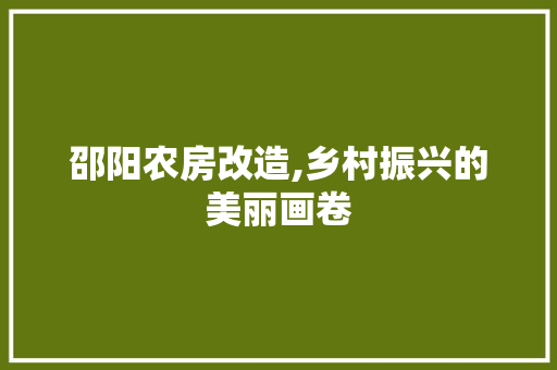 邵阳农房改造,乡村振兴的美丽画卷