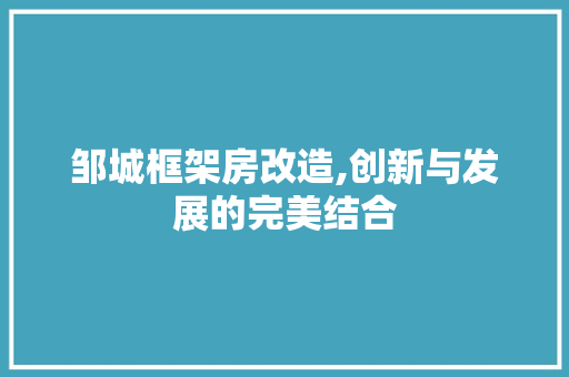 邹城框架房改造,创新与发展的完美结合