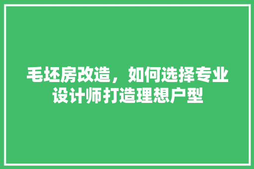 毛坯房改造，如何选择专业设计师打造理想户型