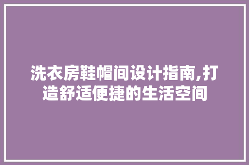 洗衣房鞋帽间设计指南,打造舒适便捷的生活空间