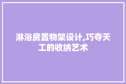 淋浴房置物架设计,巧夺天工的收纳艺术